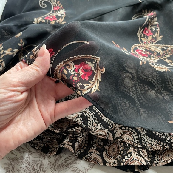 Emma James Dark Floral Paisley Pull On Reversible Midi Skirt 12 Fairy Boho Y2K - Picture 2 of 8